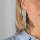 Skhek Luxury Women's Earrings Statement Earring Long Full Rhinestone Earrings For Women Tassel Crystal Earrings Weddings Party Jewelry