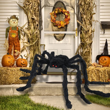 Load image into Gallery viewer, SKHEK Halloween 30/50Cm/75Cm/90Cm Big Black Plush Spider Halloween Party Decorations For Home Bar Haunted House Horror Props Spider Web Kids Toy