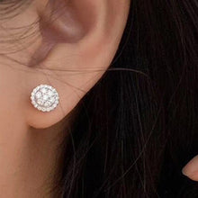 Load image into Gallery viewer, Skhek Round Shaped Small Stud Earrings for Women Full White Cubic Zirconia Korean Earring Bride Wedding Jewelry Wholesale