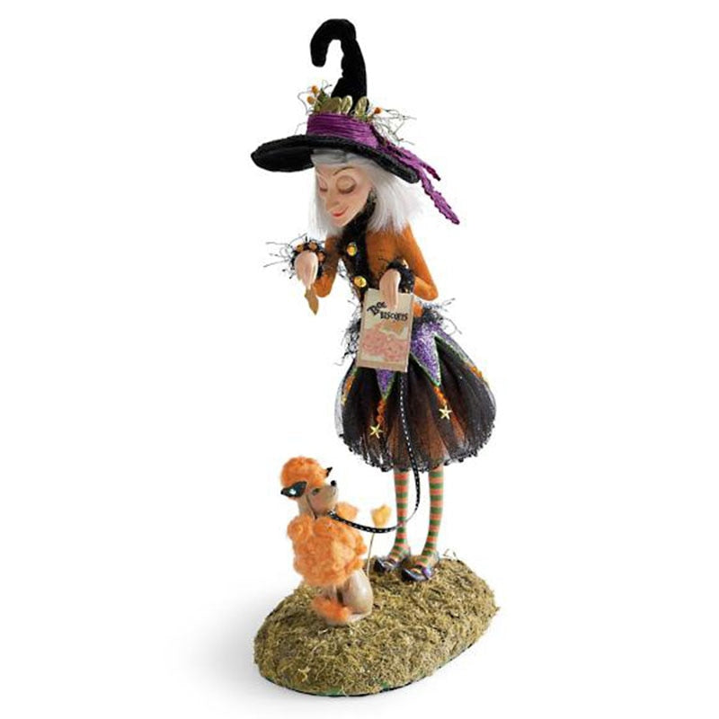 SKHEK Halloween Halloween Bewitching Figure Sculpture Resin Crafts For Halloween Decoration Prop Resin Crafts Witch Doll Resin Ornament 12X6x4cm