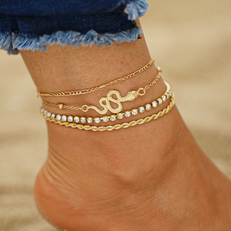 Skhek Fashion Gold Color Simple Chain Anklets For Women Summer Beach Foot Jewelry Bohemian Butterfly Anklet Bracelets Accessories