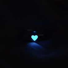 Load image into Gallery viewer, Skhek  Fashion Blue Pink Love Heart Luminous Couple Ring for Women Men Vintage Glow In Dark Opening Adjustable Rings Jewelry Gifts