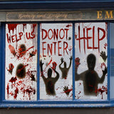 SKHEK Halloween Window Door Decoration Window Clings Door Posters With Scary Bloody Handprints For Halloween Haunted House Party Decor