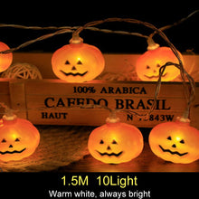 Load image into Gallery viewer, SKHEK 1.5M 10Led Halloween Pumpkin Ghost Skeletons Bat Spider Led Light String Festival Home Bar Party Decor Halloween Ornament