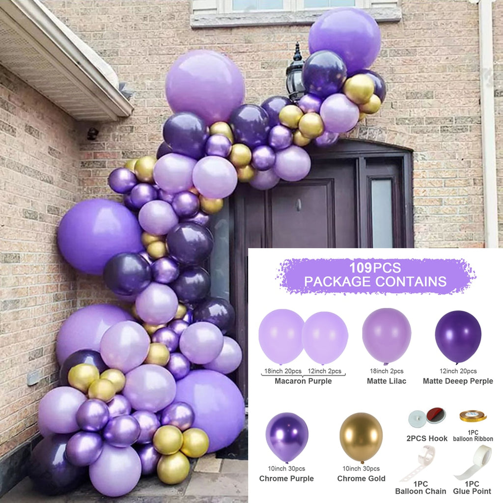 Skhek  Purple Macron Balloon Garland Arch Kit Wedding Birthday Party Decoration Girl Confetti Latex Balloons Birthday Baby Shower Decor