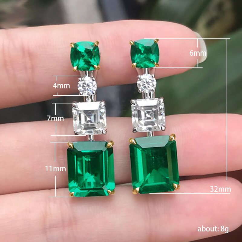 Skhek Full Series of Green Zircon Earrings Luxury Ladies Jewelry Accessories Bridal Wedding Party Anniversary Gift Wholesale