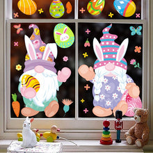 Load image into Gallery viewer, 9Sheets Easter Window Stickers Cartoon Rabbit Egg Wall Sticker Fridge DIY Decal Happy Easter Party Decorations for Home 2022