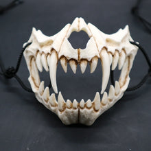 Load image into Gallery viewer, SKHEK Japanese Anime Dragon God Skeleton Half Face Mask Long Teeth Demon Samurai Halloween Cosplay Costume Prop Halloween Mask