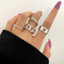 Load image into Gallery viewer, Skhek Fashion Gold Color Heart Women&#39;s Rings Set Korean Hollow Love Couple Rings Simple Finger Rings For Women Hip Hop Party Jewelry