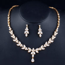 Load image into Gallery viewer, Skhek Luxury Crystal Bride Jewelry Set Rhinestone Wedding Dress Banquet Zircon Chain Necklace Dangle Earring Sets Ladies Accessories