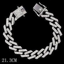Load image into Gallery viewer, SKHEK Fashion Bling Paved Rhinestone Prong Cuban Chain Bracelet For Women Men Hip Hop Iced Out Chunky Link Chain Bracelets New Jewelry
