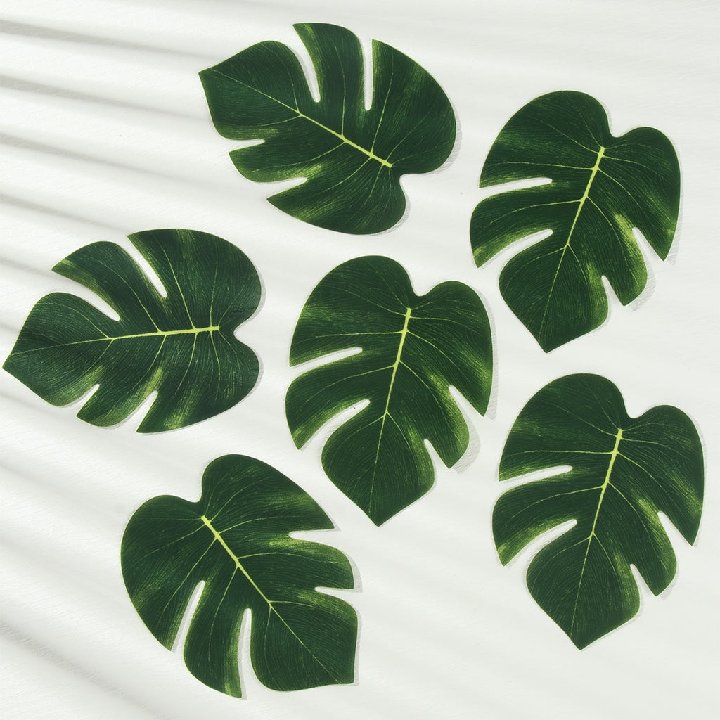 Skhek Tropical Palm Leaves Summer Monstera Artificial Silk Turtle Leaves For Home Hawaiian Luau Beach Wedding Party Decor Fake Plants