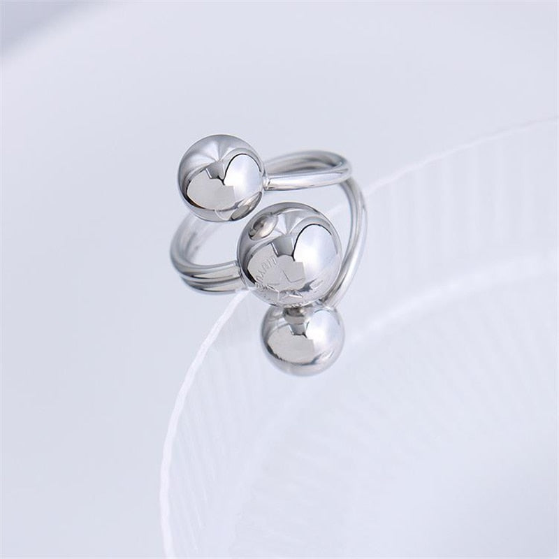 SKHEK 2022 Simple Exaggerate Glossy Metal Ring Geometric  Water Drop Hollow Opening Finger Ring For Women Girls Party Jewelry