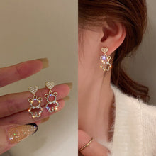 Load image into Gallery viewer, Skhek  fashion inspo    New Pearl Rhinestone Bear Love Earrings Female Exquisite Small Earrings Korea Simple Cute Earrings Female Party Jewelry