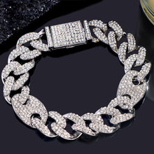 Load image into Gallery viewer, Skhek Bling Crystal Pig Nose Cuban Chain Bracelets For Women Men Iced Out Rhinestone Miami Cuban Bracelet Fashion Hip Hop Jewelry Gift
