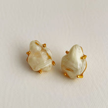 Load image into Gallery viewer, SKHEK HUANQI 2022 New Vintage Resin Irregular Baroque Pearl Metal Temperament Stud Earrings For Women Girls Travel Jewelry Gifts Korea