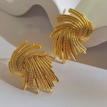 Load image into Gallery viewer, Skhek New Retro Woven Earrings Gold Color Metal Texture Stud Earrings Female Fashion Accessories Jewelry European And American Style