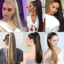 Load image into Gallery viewer, Synthetic Hair 22&#39;&#39;34&#39;&#39; Long Straight Ponytail Wrap Around Ponytail Clip in Hair Extensions Natural Hairpiece Headwear