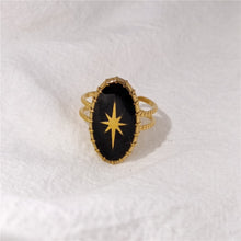 Load image into Gallery viewer, Skhek Gold Color Bohemian Natural Stones Opal Open Ring Geometric Hollow For Women Travel Vintage Jewelry HUANQI 2023