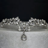 Cubic Zirconia Forehead Wedding Hair Band Bridal Luxury Jewelry for Women Queen Crystal Crown Tiara Water Drop Pendant Jewellery