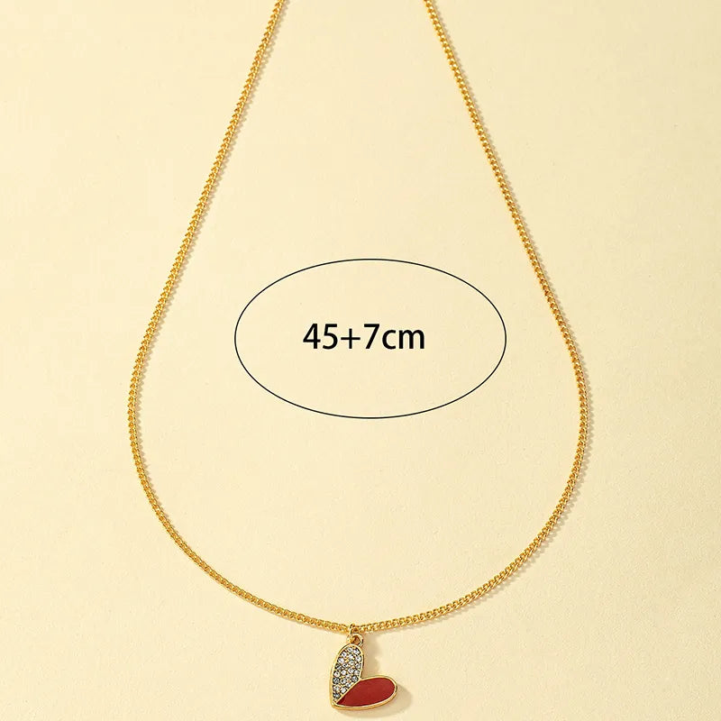 Classic Style Commute Heart Shape Alloy Plating Inlay Rhinestones 14K Gold Plated Women's Pendant Necklace