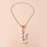 Skhek - Elegant Solid Color Artificial Pearl Zinc Alloy Women's Pendant Necklace
