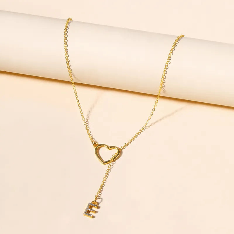 IG Style Simple Style Letter Heart Shape Alloy Hollow Out Inlay Rhinestones Women's Pendant Necklace