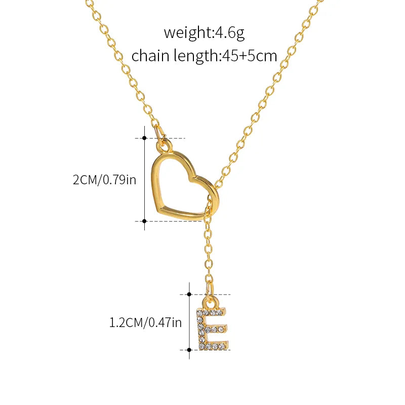 IG Style Simple Style Letter Heart Shape Alloy Hollow Out Inlay Rhinestones Women's Pendant Necklace