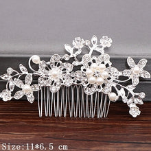 Load image into Gallery viewer, Wedding Hair Combs Bridal Hair Accessories For Women Hair Jewelry Silver Color Pearl Rhinestone Head Jewelry Women Accessories