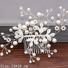 Load image into Gallery viewer, Wedding Hair Combs Bridal Hair Accessories For Women Hair Jewelry Silver Color Pearl Rhinestone Head Jewelry Women Accessories
