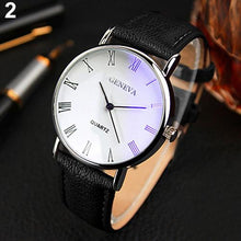 Load image into Gallery viewer, Men Watch Roman Numerals Blu-Ray Faux Leather Band Quartz Analog Business Wrist Watch