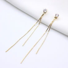 Load image into Gallery viewer, 2021 New Long Crystal Tassel Gold Color Dangle Earrings for Women Wedding Drop Earing Fashion Jewelry Gifts