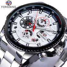 Load image into Gallery viewer, Forsining Three Dial Calendar Stainless Steel Men Mechanical Automatic Wrist Watches Top Brand Luxury Military Sport Male Clock