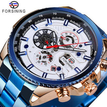 Load image into Gallery viewer, Forsining Three Dial Calendar Stainless Steel Men Mechanical Automatic Wrist Watches Top Brand Luxury Military Sport Male Clock