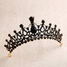 Load image into Gallery viewer, bride retro black crystal crown queen tiara brides wedding jewelry hair accessories