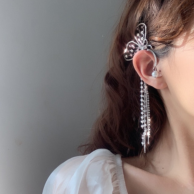 1pair bride ear hanging earrings brides headdress tassle flower hair decoration wedding hair accessories