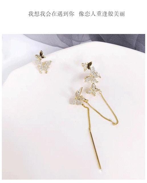 1pair bride ear hanging earrings brides headdress tassle flower hair decoration wedding hair accessories