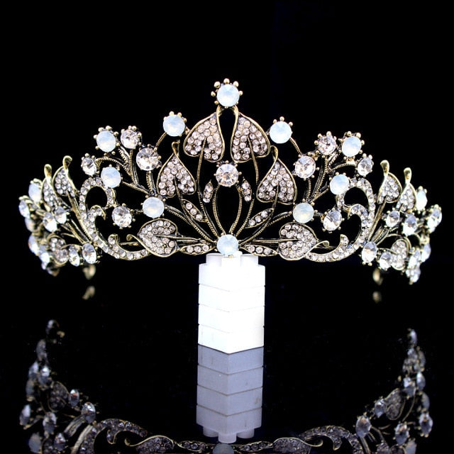 bride retro black crystal crown queen tiara brides wedding jewelry hair accessories