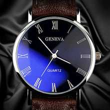 Load image into Gallery viewer, Men Watch Roman Numerals Blu-Ray Faux Leather Band Quartz Analog Business Wrist Watch