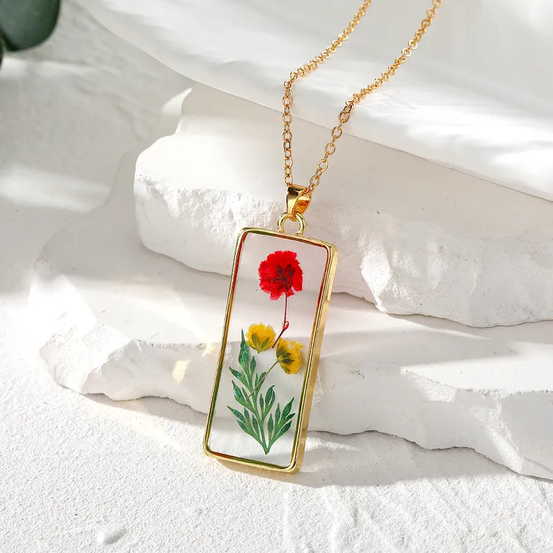 Simple Style Flower Resin Wholesale Pendant Necklace