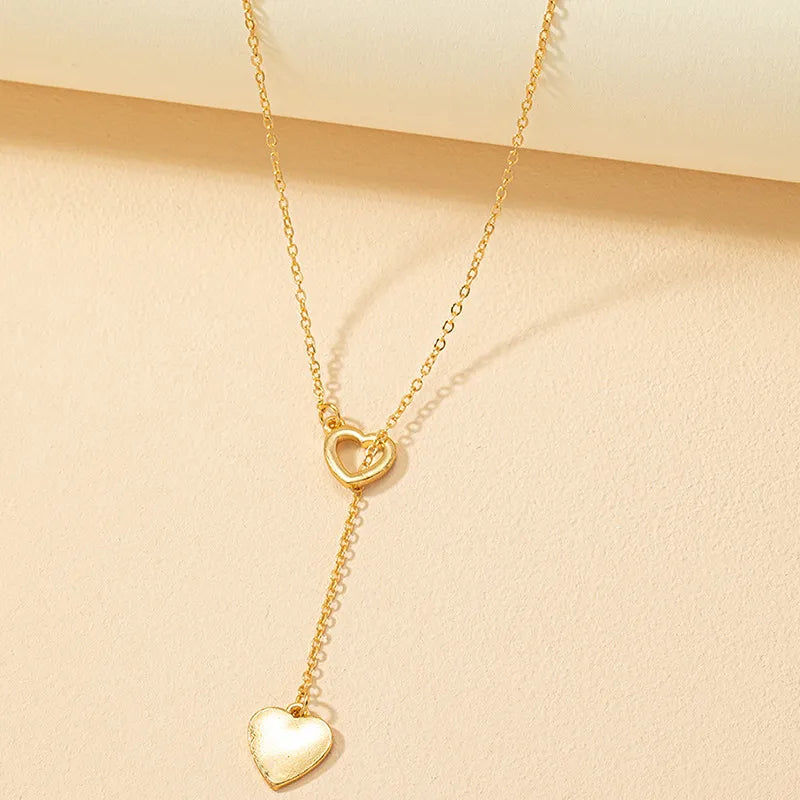 Sweet Simple Style Heart Shape Alloy Plating Gold Plated Women's Pendant Necklace