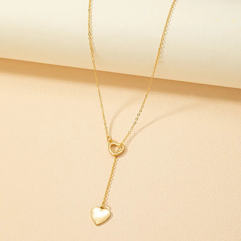 Sweet Simple Style Heart Shape Alloy Plating Gold Plated Women's Pendant Necklace