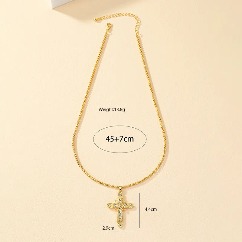 Vacation Cross Alloy Ferroalloy Plating Inlay Acrylic Glass 14K Gold Plated Women's Pendant Necklace